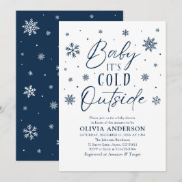 Blue Snowflakes Baby Het is koud buiten Baby showe Kaart
