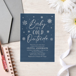 Blue Snowflakes Baby Het is koud buiten Baby showe Vellum Uitnodigingen