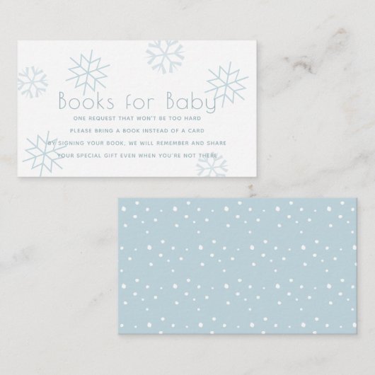 Blue Snowflakes Baby shower Books for Baby Informatiekaartje (Voorkant / Achterkant)