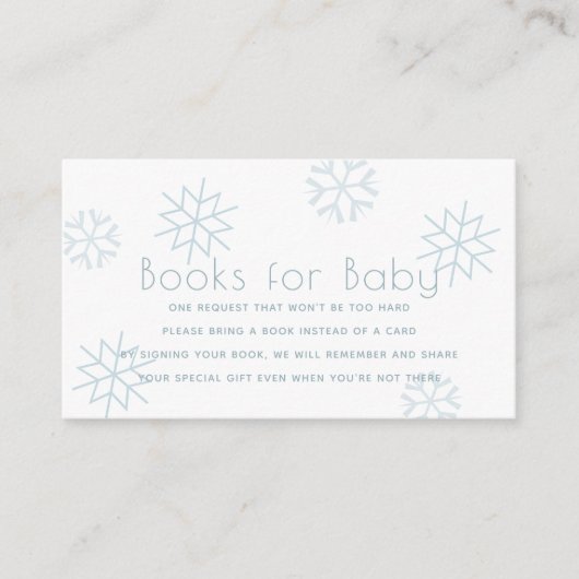 Blue Snowflakes Baby shower Books for Baby Informatiekaartje (Voorkant)
