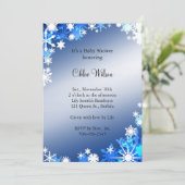 Blue Snowflakes Baby shower Invitation Kaart (Staand voorkant)