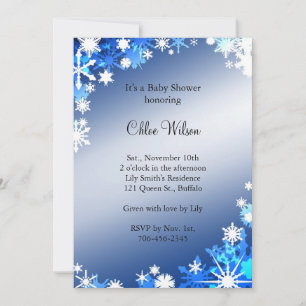 Blue Snowflakes Baby shower Invitation Kaart
