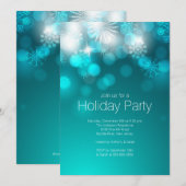 Blue Snowflakes & Bokeh Lights Holiday Uitnodiging (Voorkant / Achterkant)