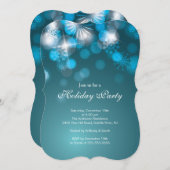 Blue Snowflakes & Bokeh Lights Holiday Uitnodiging (Voorkant / Achterkant)