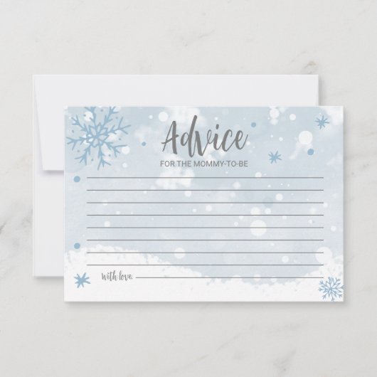 Blue Snowflakes Boy Baby shower Advice Cards Kaart (Voorkant)
