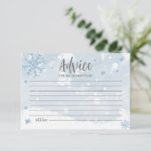 Blue Snowflakes Boy Baby shower Advice Cards Kaart (Staand voorkant)