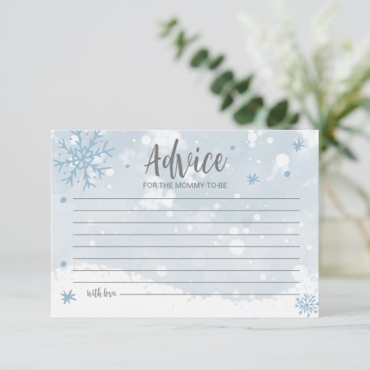 Blue Snowflakes Boy Baby shower Advice Cards Kaart (Staand voorkant)