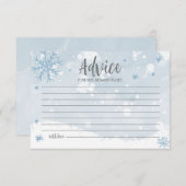 Blue Snowflakes Boy Baby shower Advice Cards Kaart (Voorkant / Achterkant)