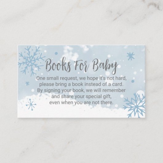 Blue Snowflakes Boy Baby shower Books for Baby Informatiekaartje (Voorkant)