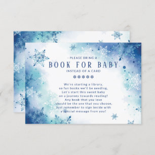 Blue Snowflakes Boys Baby shower Book for Baby Informatiekaartje