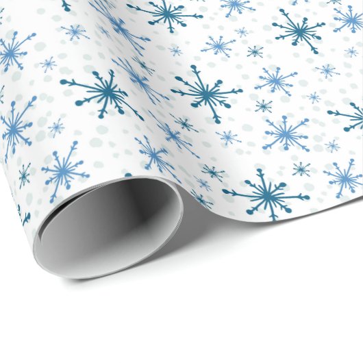 Blue Snowflakes Cadeaupapier (Rol Hoek)