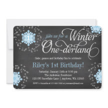 Blue Snowflakes Chalkboard Winter Onederland