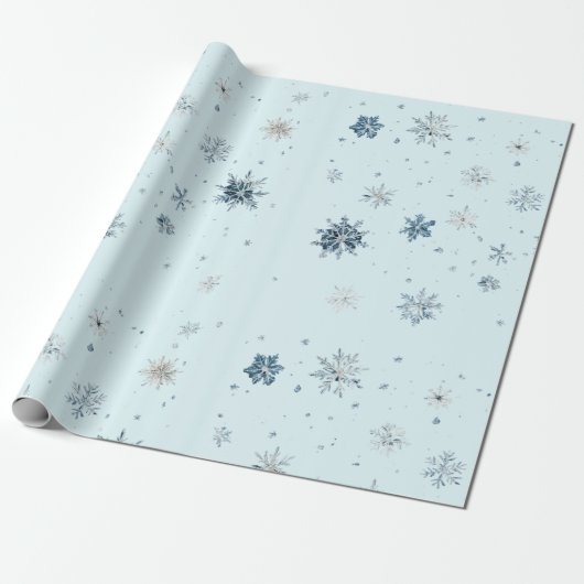 Blue Snowflakes Christmas  Cadeaupapier (Uitgerold)