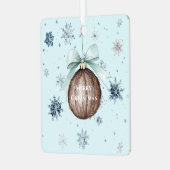 Blue Snowflakes Christmas Coconut Bow Metalen Ornament (Voorkant links)