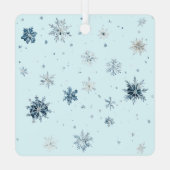 Blue Snowflakes Christmas Coconut Bow Metalen Ornament (Achterkant)