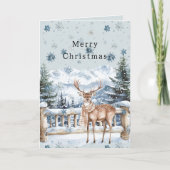 Blue Snowflakes Christmas Deer Kaart (Voorkant)