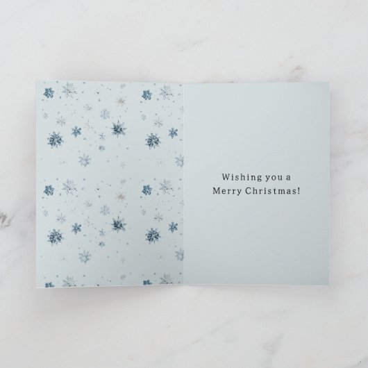 Blue Snowflakes Christmas Deer Kaart (Binnen)