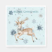 Blue Snowflakes Christmas Deer with Bow Servet (Voorkant)