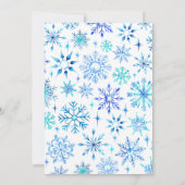 Blue Snowflakes Christmas Dinner Party Waterverf Kaart (Achterkant)