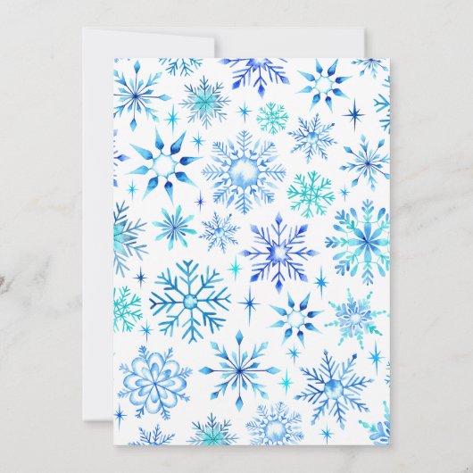 Blue Snowflakes Christmas Dinner Party Waterverf Kaart (Achterkant)
