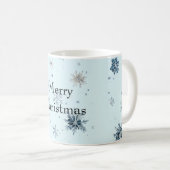 Blue Snowflakes Christmas Koffiemok (Voorkant rechts)