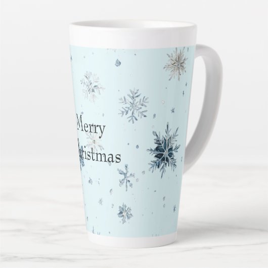 Blue Snowflakes Christmas Latte Mok (Rechterhoek)