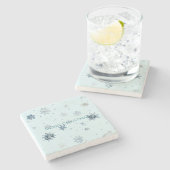Blue Snowflakes Christmas  Stenen Onderzetter (Zijkant)