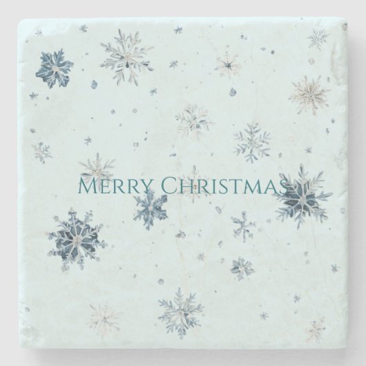 Blue Snowflakes Christmas  Stenen Onderzetter (Voorkant)