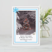 Blue Snowflakes Christmas Tree Lights INSERT PHOTO Feestdagenkaart (Staand voorkant)