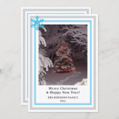 Blue Snowflakes Christmas Tree Lights INSERT PHOTO Feestdagenkaart (Voorkant / Achterkant)