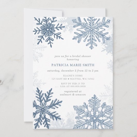 Blue Snowflakes Christmas Winter Vrijgezellenfeest Kaart (Voorkant)