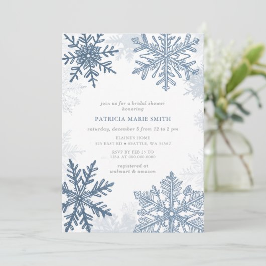 Blue Snowflakes Christmas Winter Vrijgezellenfeest Kaart (Staand voorkant)