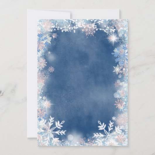Blue Snowflakes Clothesline Baby Shower Kaart (Achterkant)