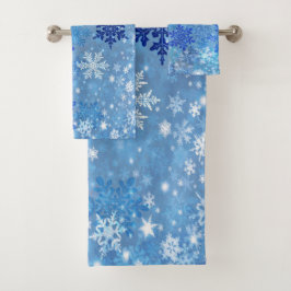 Blue Snowflakes Design Bath Towel Set Bad Handdoek