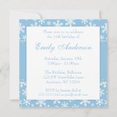 Blue Snowflakes Diamond Sweet 16 Kaart (Achterkant)