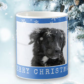 Blue Snowflakes Dog Pet Photo Merry Kerstry Koffiemok