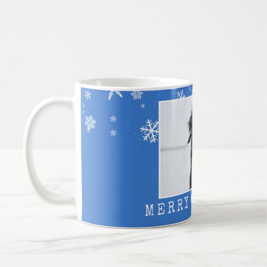 Blue Snowflakes Dog Pet Photo Merry Kerstry Koffiemok (Links)