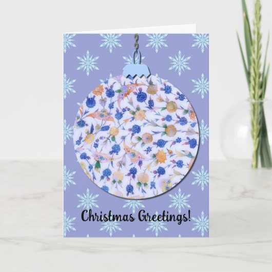 Blue Snowflakes en Christmas Decor Holiday Kaart (Voorkant)