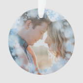 Blue Snowflakes First Kerstmarried Foto Ornament (voorkant)