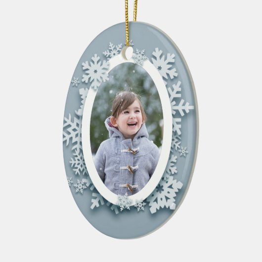 Blue Snowflakes foto Keramisch Ornament (Links)