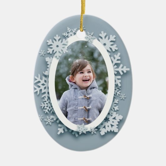 Blue Snowflakes foto Keramisch Ornament (Voorkant)