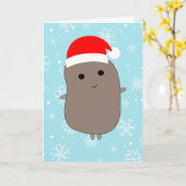 Blue Snowflakes Funny Potato Kerstmis Kaart (Gele Bloem)