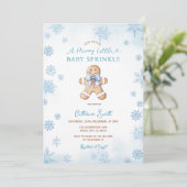 Blue Snowflakes Gingerbread Baby Sprinkle Kaart (Staand voorkant)
