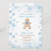 Blue Snowflakes Gingerbread Baby Sprinkle Kaart (Voorkant / Achterkant)