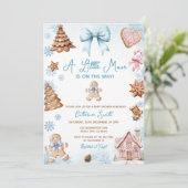 Blue Snowflakes Gingerbread Christmas Baby Shower Kaart (Staand voorkant)