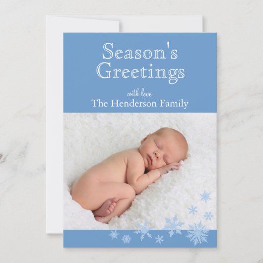 Blue Snowflakes Holiday Card Feestdagenkaart (Voorkant)