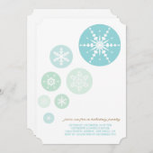 Blue Snowflakes Holiday/Kerstparty Uitnodiging (Voorkant / Achterkant)
