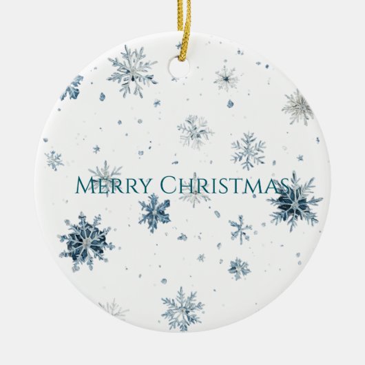 Blue Snowflakes Ice Skates Christmas  Keramisch Ornament (Voorkant)