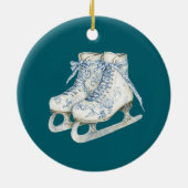 Blue Snowflakes Ice Skates Christmas  Keramisch Ornament (Achterkant)