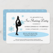 Blue Snowflakes Ice Skating Party Invitation Kaart (Voorkant / Achterkant)